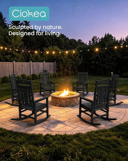 Oversized Outdoor Rocking Chairs Set of 8, 380lbs Heavy-Duty Large Patio Rocker - Image 3