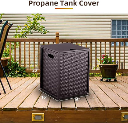 Outdoor Propane Tank Cover - 20 lbs Tank Side Table with Storage, Dual Function for Gas Fire Pit, Grill, Griddle & Stoves