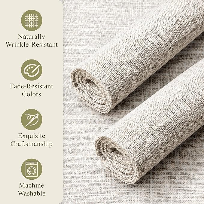KXN Placemats Set of 4, Dual-Layer Thickened Faux Linen Table Mats, Heat Resistant & Wrinkle-Free, Machine Washable Cloth Place Mats for Kitchen Dining Indoor Outdoor (Cream)