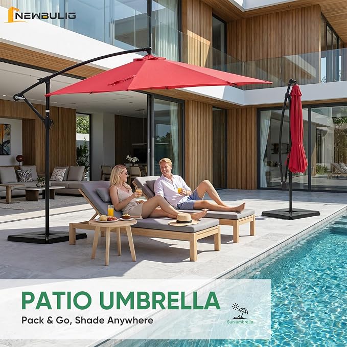 NEWBULIG 10FT Patio Umbrella, Cantilever Umbrella, UV Protection | Outdoor - Image 10