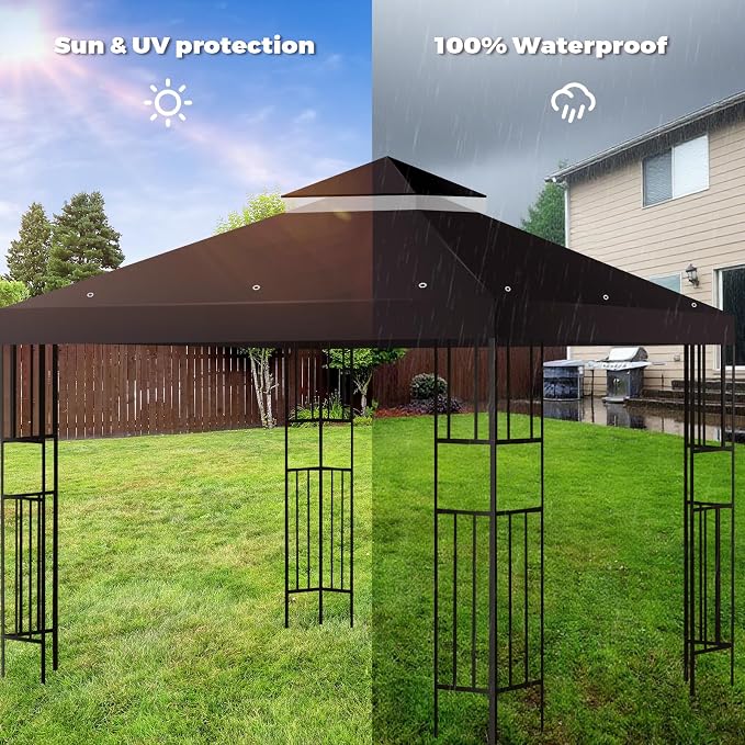 10x10 FT Gazebo Replacement Top, Canopy Replacement Cover Double Tiered - Image 4