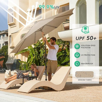 JEAREY 9' Patio Umbrella with Solar Lights, LED Umbrella, Tilt & Crank UV - Image 6