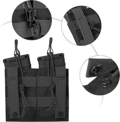 Open-Top Single/Double/Triple Molle Mag Pouch for 5.56mm M4 M16 AK AR Glock M1911 9mm Elastic Rifle Magazines Pistol Mag Pouches Holder Carrier with USA Flag Patch
