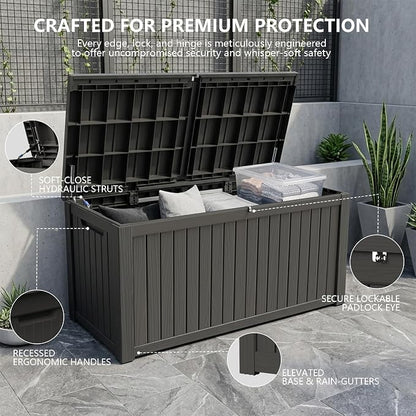 Outdoor Storage Box, 200 Gallon Waterproof Deck Box, Premium Hydraulic Cushion - Image 3