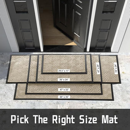 Yimobra Doormat Outdoor Entrance 29.5x17, All-Weather Waterproof Outdoor Mats for Front Door, Non Slip Welcome Door Mat for Patio Proch Outside Entryway Indoor, Light Beige
