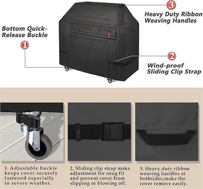 Porch Shield 72W x 24D x 48H inch Premium Gas Grill Cover Up to 68 inch, Waterproof and Fade Resistant 600D BBQ Covers for Weber, Brinkmann, Char-Broil and More, Black