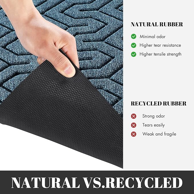 Yimobra Extra Large Door Mat Outside Entrance 60x36, Waterproof Heavy Duty Outdoor Mats for Front Door, Non Slip Rubber Entry Mat for Garage Patio Indoor, Easy Clean, Mix Blue
