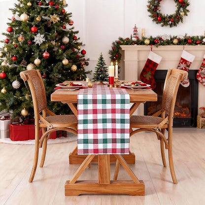 Christmas Checkered Table Runner - 2 Packs Buffalo Plaid Table Runner 13x84 Inches Table Cover for Family Dinners Fall for Farmhouse