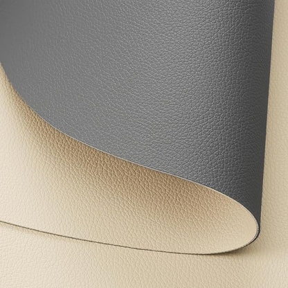 Myir JUN Placemats, Dual-Sided Placemats Waterproof Faux Leather Placemats Set of 6 Place Mats and Coasters Non-Slip Washable Table Mats for Dining Table (Gray Wheat, Set of 6)