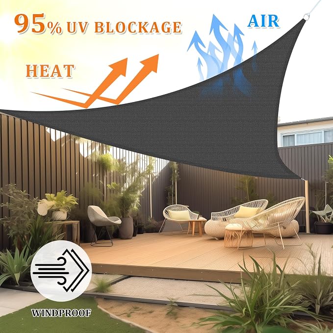 Shade&Beyond Custom Sun Shade Sail 10'x11'x14.9' Triangle Sun Sail Shades Patio - Image 2