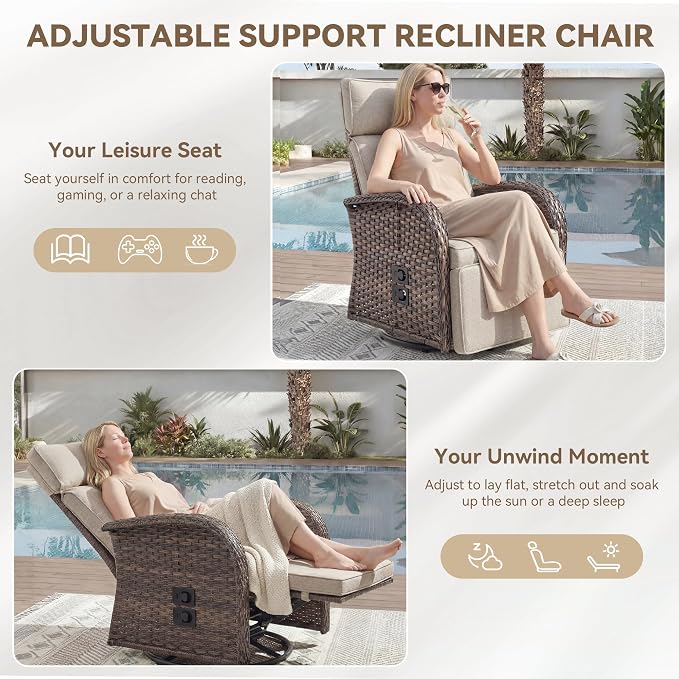 Zero Gravity Patio Swivel Recliner Chair - Image 5