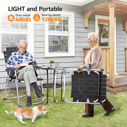 VINGLI Aluminum Oversize Patio Lawn Chairs Folding Set of 2 - Image 6