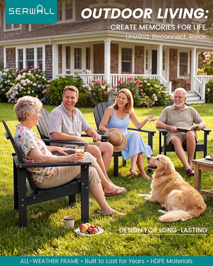 SERWALL HDPE Stackable Adirondack Chair, Space-Saving - Image 7