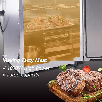CLIVIA Electric Vertical Smoker, 9 Layers Outdoor Digital BBQ Smoker Oven with Adjustable Temperature&Time Controller, Barbecue Cooking, Grilling Smoking for Fish, Sausage, Jerky, Cheese