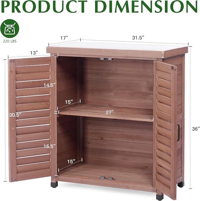 Outdoor Storage Cabinet & Potting Bench Table - Image 3