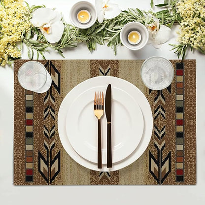 Giwawa Southwestern Placemats Rustic Tribal Geometric Decorative Table Mat Antique Native American Heat Resistant Non-Slip Place Mats 12x18Inch Set of 4 for Dining Kitchen Party Holiday Decor