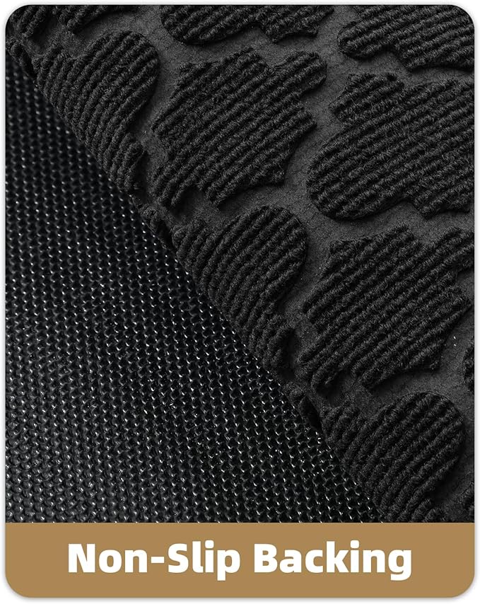 Color&Geometry Front Door Mat Outside Entrance, Heavy Duty Non Slip Low Profile Doormat for Entryway, Trap Dirt and Moisture Welcome Mats All-Weather, Easy Clean, Patio, Garage, 17"x30" Black