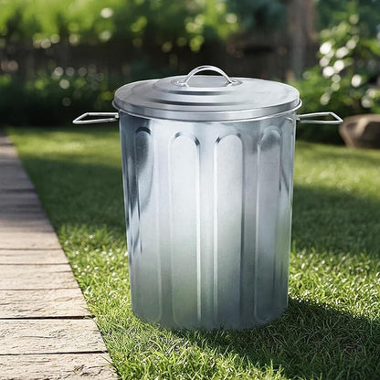 Plexon 5 Gallon Small Metal Trash Can with Lid Outdoor Galvanized Bucket with Lid 5 Gal Fireplace Ash Bucket for Wood Stove Storage Can for Dog Food Bird Seed Storage Container Rodent Pet Proof 6 Pack