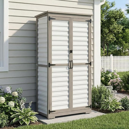 Outdoor Storage Cabinet, Wood & Plastic Garden Shed by PETSCOSSET