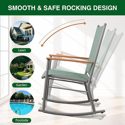 Shintenchi 2 Pcs Outdoor Rocking Chairs Set, Upgraded High Back Patio Rocking - Image 5
