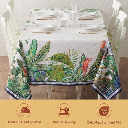 Maison d' Hermine Premium Table Cloth Rectangle Table 100% Combed Cotton 120 x 70 Inches Tablecloth Reusable Decorative for Dining Room, Farmhouse, Home, Party, Festive & Wedding - Mosaic