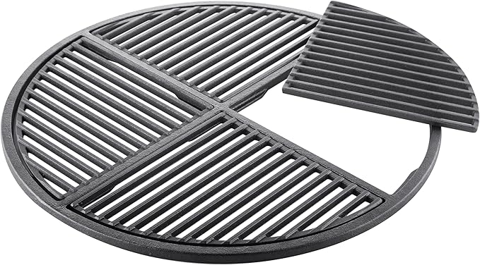Pre-Seasoned Modular Cast Iron Grate, Fits 22.5" Kettle Grills Like Weber and SnS Grills Heavy-Duty 19 lb Grate for Superior Heat Retention & Versatile Cooking