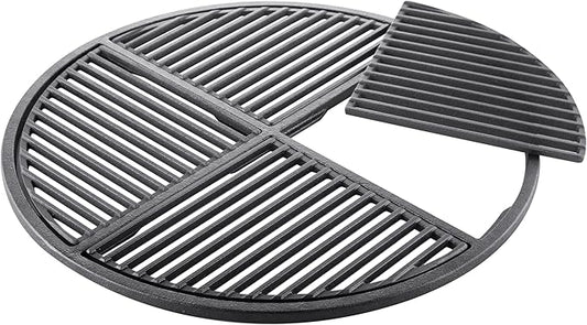 Pre-Seasoned Modular Cast Iron Grate, Fits 22.5" Kettle Grills Like Weber and SnS Grills Heavy-Duty 19 lb Grate for Superior Heat Retention & Versatile Cooking