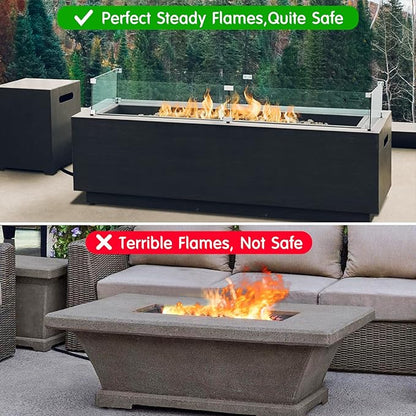 Skyflame Fire Pit Wind Guard, 53.5" x 19.5" x 6" Clear Tempered Glass Flame Guard Set with Hard Aluminum Corner Brackets and Rubber Feet, Fits for 48-inch Rectangular Fire Pit Burner Pan