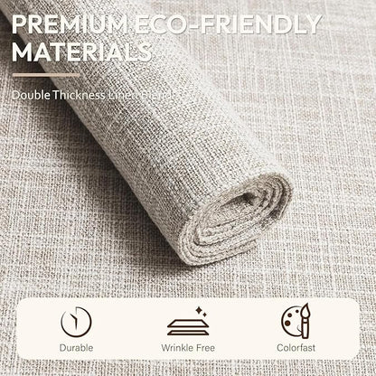 Blue Forest Placemats Set of 6, Dual-Layered Thickened Faux Linen Cloth Place Mats Heat Resistant Machine Washable Wrinkle Free Table Mats Indoor/Outdoor (CreamBeige)