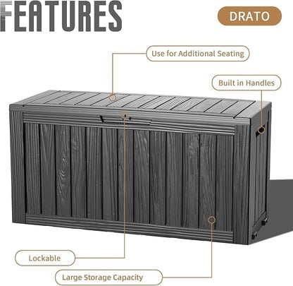 DRATO 100 Gallon Waterproof Deck Box Outdoor Storage Box - Image 6