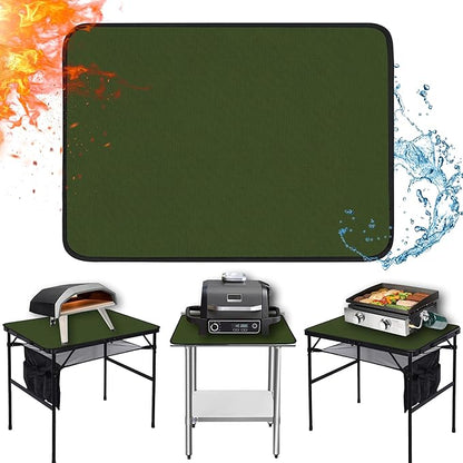 Heat Resistant Mats for Countertop and Grill Table, Fireproof Grill Mats for Outdoor Grill, Portable Charcoal Grill, Gas Grill, Pizza Oven Compatible with Blackstone, Ninja 24x36x0.04in, Green