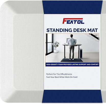 FEATOL Anti Fatigue Mats for Standing, 9/10 Extra Thick Ergonomic Standing Desk Mat, Comfort & Durable Memory Foam Standing Mat at Home,Office All Day (20" x 39", White, 2PC)