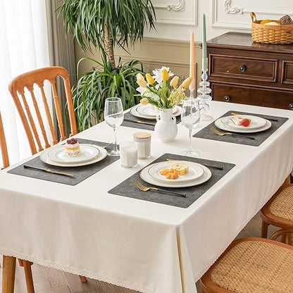 Romanstile Reversible Vinyl Placemats Set of 4, Faux Leather 100% Waterproof Oil-Proof Wipeable Place Mats, Heat Resistant Dual Sided Table Mats for Kitchen/Dining/Party (Dark Gray, 12 x 17 Inch)