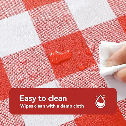 Romanstile Gingham Rectangle Plastic Tablecloth, 100% Waterproof Oil-Proof Checkered PVC Table Cloth, Heavy Duty Vinyl Table Cover for Dining, Camping, Picnic, Outdoor - 54 x 108 Inch, Red and White