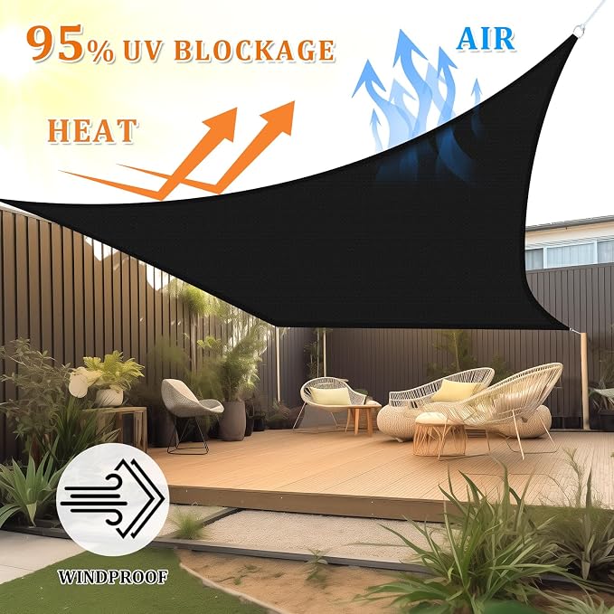 Shade&Beyond 6'x14' Sun Shade Sail Canopy Rectangle, UV Block Breathable Black - Image 2