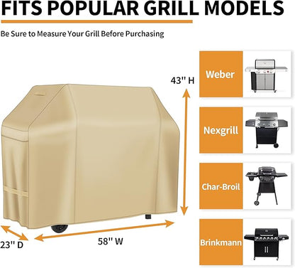 NEXCOVER Barbecue Gas Grill Cover - 58 Inch Waterproof BBQ Cover, Outdoor Heavy Duty Grill Cover, Fade & Weather Resistant 600D Upgraded Material, for Weber, Brinkmann, Char Broil and More