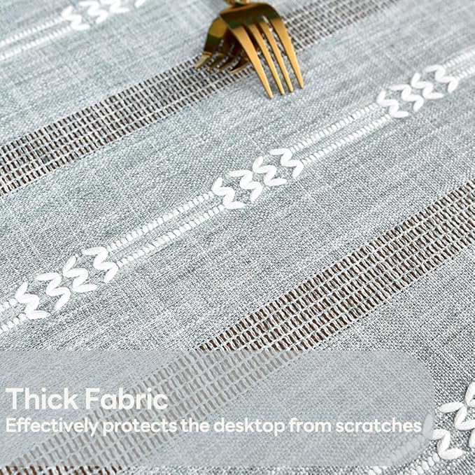 Heavy Duty Cotton Table Cloth for Rectangle Table Rectangular Farmhouse Vintage Tablecloth Washable Rustic Table Cover (Gray, Rectangle, 52''x 98'', 8-10 Seats)
