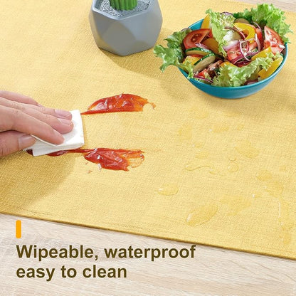 Waterproof Wipeable Farmhouse Table Runner, Dresser Runner, Rustic for Kitchen, Bedroom, Living Room, Indoor and Outdoor (60'', Mustard Yellow)
