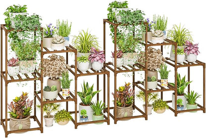 Bamworld 2 Sets of Package Plant Stands Indoor Wood Plant Shelf Outdoor | by Bamworld