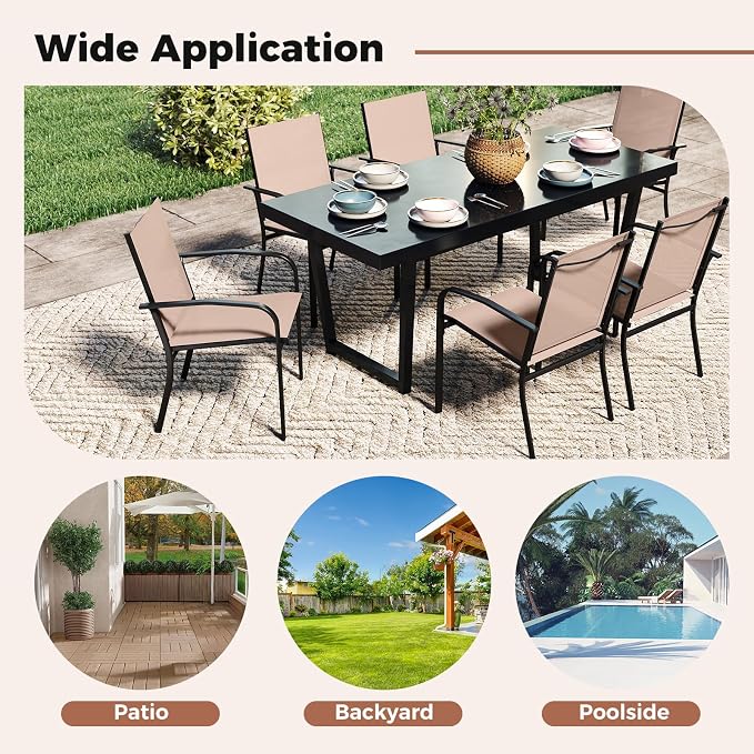 Giantex Stackable Patio Chairs Set of 4, All Weather Outdoor Dining Chairs - Image 8