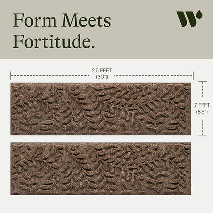 Bungalow Flooring Waterhog Stair Treads (Set of 4) – 8 1/2 x 30 Inches, Durable,Water-Trapping, Indoor/Outdoor Floor Covering, Boxwood Collection – Made in USA, Dark Brown
