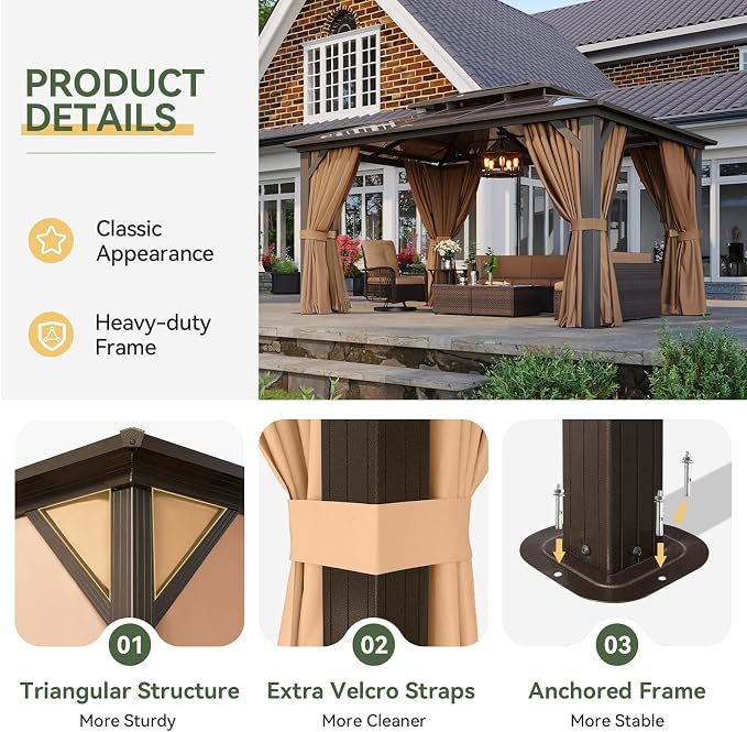 Aoxun 10'x14' Hardtop Gazebo - Image 6
