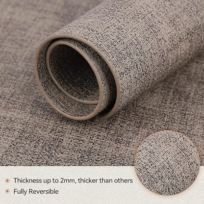 Round Table Placemats Set of 4, Faux Leather Wedge Shape Place Mats Heat Resistant Wipeable Washable Table Mats for Dining Outdoor Indoor, Camel