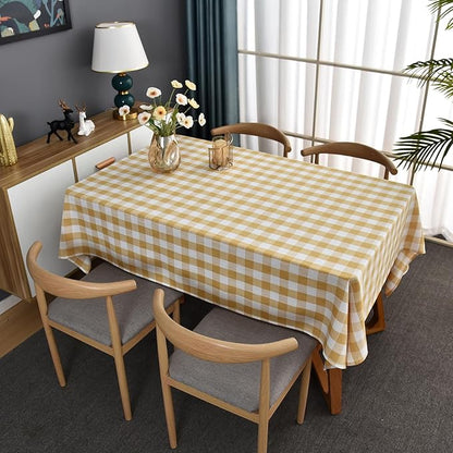 Gingham Table Cloth for Rectangle Tables Yellow Checkered Plaid Tablecloth Heavy Duty Cotton Blend Washable & Wrinkle Table Cover for Outdoor Kitchen Dining Picnic Camping (52x86 Inch)