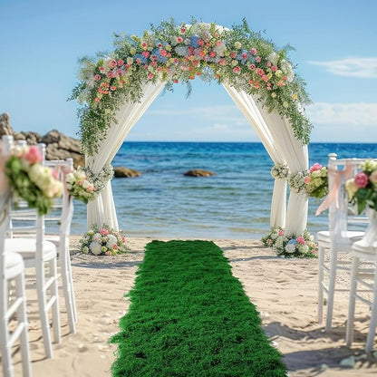 Zeyune 1 Pcs Fake Moss Table Runner for Crafts 12'' x 71'' Artificial Moss Sheet Roll Waterproof Carpet Blanket for Wall Roof Garden Wedding Birthday Party Table Decoration(Dark Green)