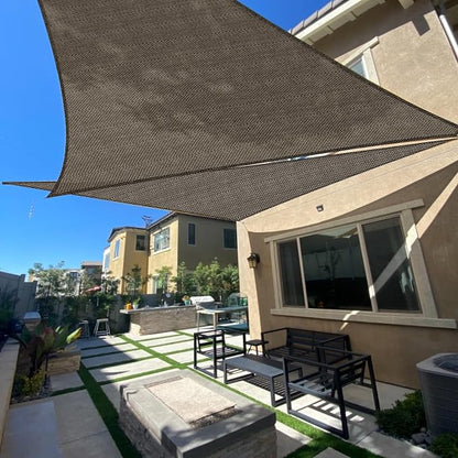 8' x 8' x 8' Brown Triangle Shade Sail UV Block Outdoor Canopy | Outdoor sun by SUNLAX
