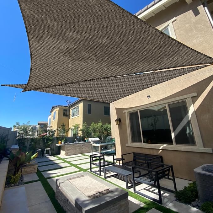 Sun Shade Sail 8'x16'x17.9' Brown Triangle Shade Cover Custom Size | 95% UV by SUNLAX