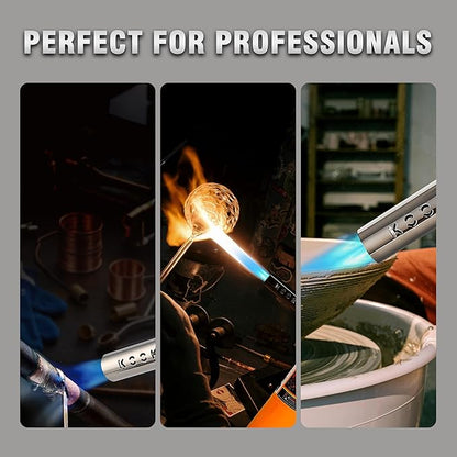 BLAZEAL Propane Torch Kit with 2x MAPP Gas,4-Flame Blow Torch Head with Propane Tank Base for MAP Gas,Work in All Angle,Trigger Start Torch Gun for Welding Brazing Soldering Grill Camping Cooking Food