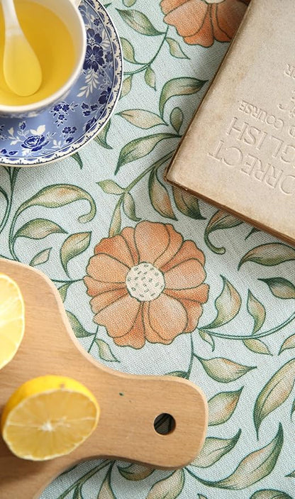 patdrea Designer French Linen Blue Tablecloth for Sqaure Table,Vintage Floral Table Cloth,Colorful Decoration Small Cover Kitchen Dining for Tea Party,Thanksgiving,Christmas,67"x67"-Wensel