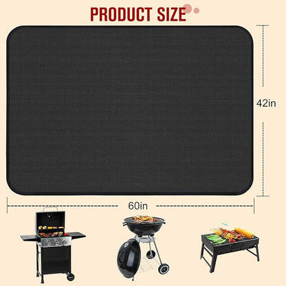 60×42 Inch Under Grill Mats for Outdoor Grill, Hearth Rugs for Fireplaces Fire Resistant, Gas and BBQ Grill Oil-Proof Water-Proof Protector for Decks, Patios and Indoor Grill